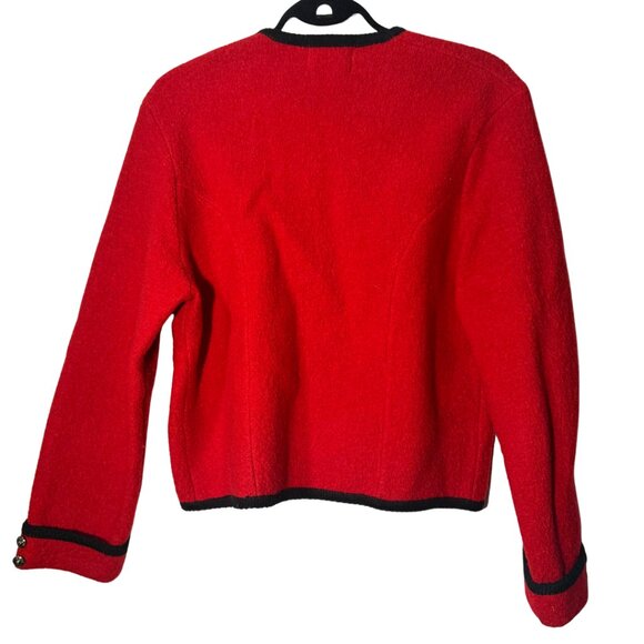 Vintage Tally-Ho Red Boiled Wool Cardigan – Size 12 - Picture 12 of 15